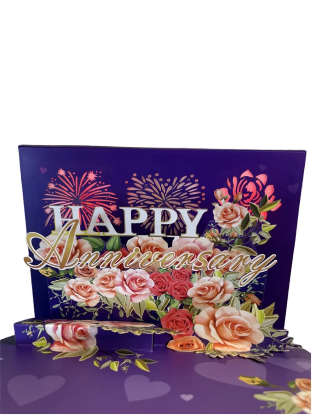 Anniversary Musical Pop-Up Purple Gold Card